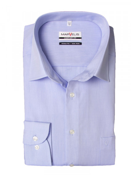 Camicia Marvelis COMFORT FIT CHAMBRAY azzurro con Nuovo Kent collar in taglio classico