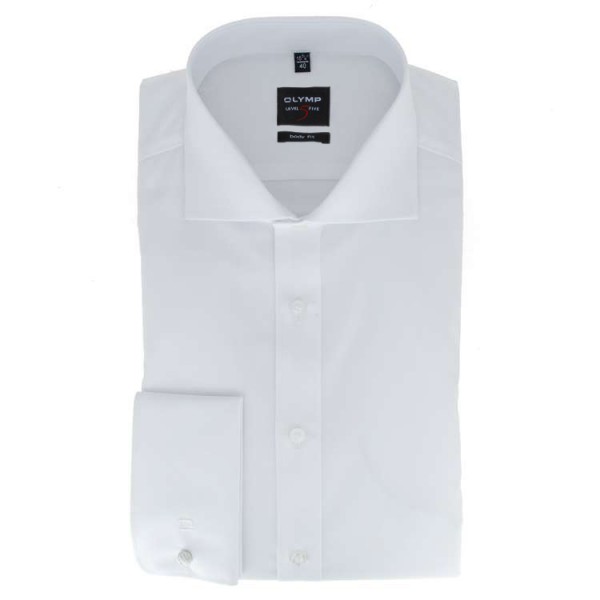 Camicia OLYMP Level Five body fit UNI POPELINE bianco con Spaccato collar in taglio stretto