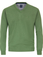 Redmond Pullover REGULAR FIT MELANGE grün mit V-Ausschnitt Kragen in klassischer Schnittform