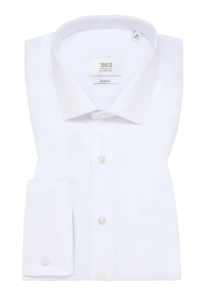 Camicia Eterna SLIM FIT TWILL bianco con Kent collar in taglio stretto