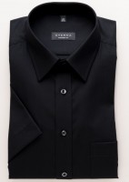 Camicia Eterna COMFORT FIT UNI POPELINE nero con Kent collar in taglio classico