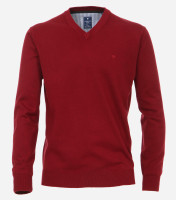 Pull Redmond REGULAR FIT TRICOTÉ rouge foncé avec col Encolure en V en coupe classique