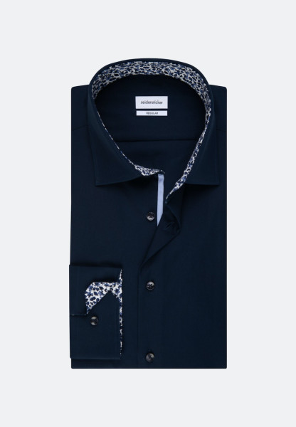 Camicia Seidensticker REGULAR FIT UNI POPELINE blu scuro con Business Kent collar in taglio classico