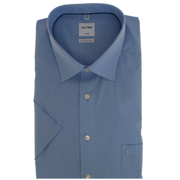 Chemise OLYMP Luxor comfort fit OFFICE bleu clair avec col Nouveau Kent en coupe classique