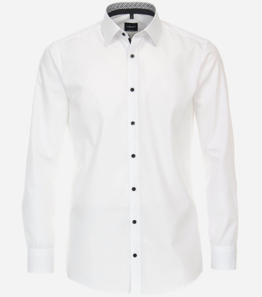 Camicia Venti MODERN FIT UNI POPELINE bianco con Kent collar in taglio moderno