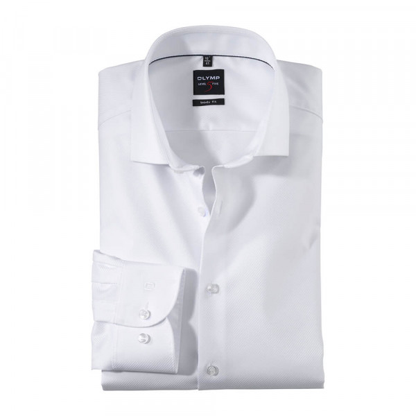 Chemise OLYMP Level Five body fit TWILL blanc avec col Royal Kent en coupe étroite