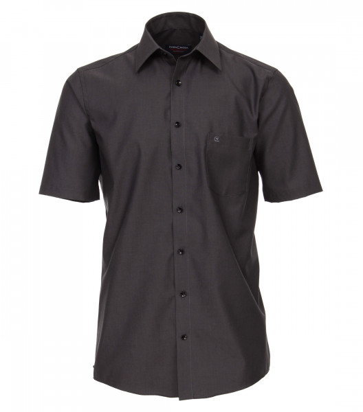 Camicia CASAMODA COMFORT FIT UNI POPELINE antracite con Kent collar in taglio classico