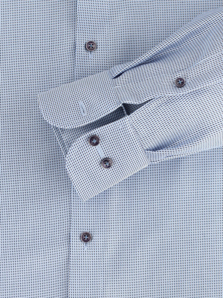 CASAMODA Comfort Fit Hemd Mittelblau Kent Struktur - Ansicht 2