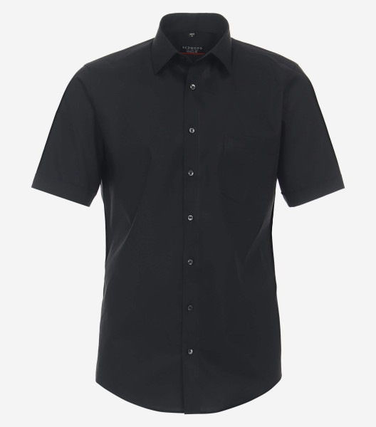 Camicia Redmond MODERN FIT UNI POPELINE nero con Kent collar in taglio moderno