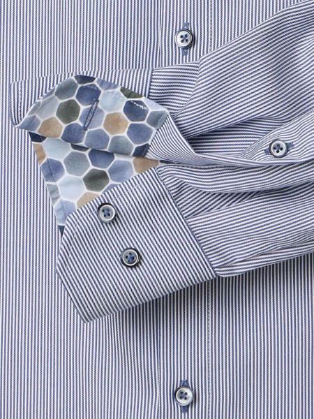VENTI Regular Fit Hemd Dunkelblau Button-Down Struktur - Ansicht 2