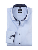 Olymp Hemd SUPER SLIM UNI POPELINE hellblau mit Modern Kent Kragen in super schmaler Schnittform