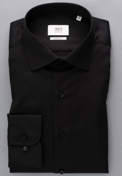 Camicia Eterna MODERN FIT TWILL nero con Kent classico collar in taglio moderno