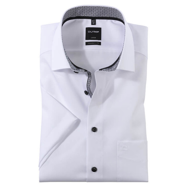 Chemise OLYMP Luxor modern fit UNI POPELINE blanc avec col Global Kent en coupe moderne