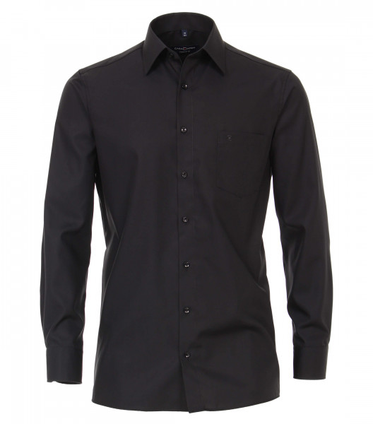 Camicia CASAMODA COMFORT FIT UNI POPELINE nero con Kent collar in taglio classico