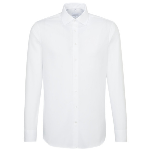 Camicia Seidensticker SLIM FIT STRUTTURA bianco con Business Kent collar in taglio stretto