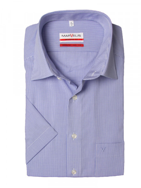 Camicia Marvelis MODERN FIT UNI POPELINE azzurro con Nuovo Kent collar in taglio moderno