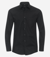 Camicia Redmond COMFORT FIT UNI POPELINE nero con Kent collar in taglio classico