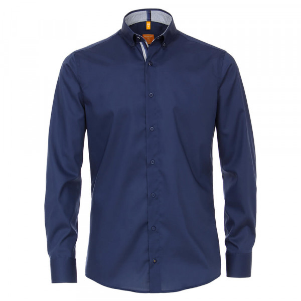 Redmond MODERN FIT Hemd UNI STRETCH dunkelblau mit Button Down Kragen in moderner Schnittform