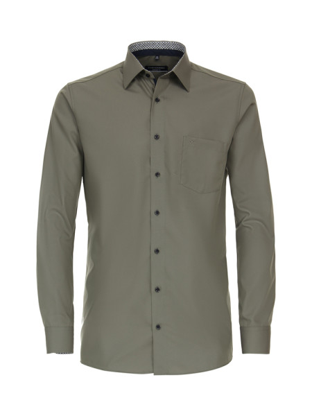 Chemise CASAMODA COMFORT FIT UNI POPELINE vert avec col Kent en coupe classique