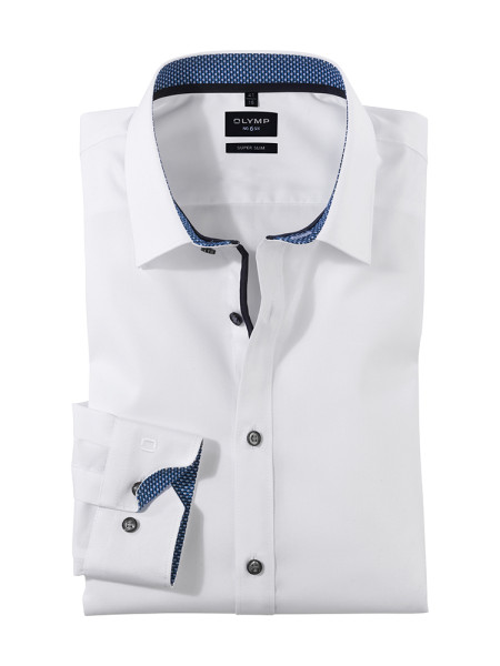 Camicia OLYMP SUPER SLIM UNI STRETCH bianco con Urban Kent collar in taglio super stretta