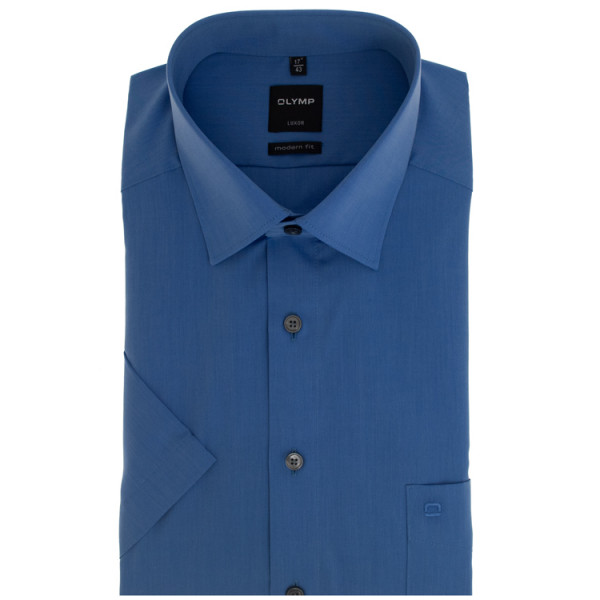 Camicia OLYMP Luxor modern fit CHAMBRAY blu medio con Nuovo Kent collar in taglio moderno