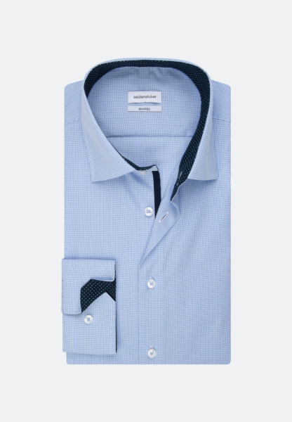 Camicia Seidensticker TAILORED UNI POPELINE azzurro con Business Kent collar in taglio stretto