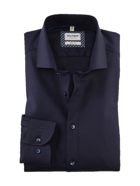 Camicia OLYMP LEVEL 5 UNI STRETCH blu scuro con Royal Kent collar in taglio stretto