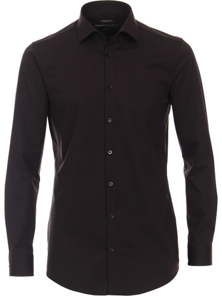 Venti Hemd BODY FIT JERSEY schwarz mit Kent Kragen in schmaler Schnittform