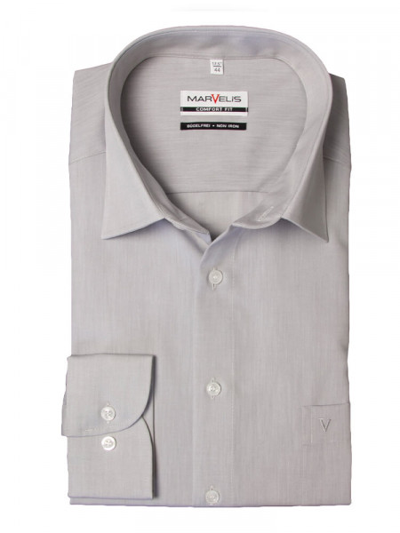 Camicia Marvelis COMFORT FIT CHAMBRAY grigio con Nuovo Kent collar in taglio classico