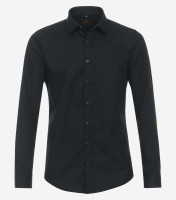 Chemise Redmond SLIM FIT TWILL noir avec col Kent en coupe étroite