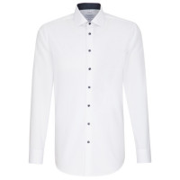 Camicia Seidensticker SHAPED UNI POPELINE bianco con Business Kent collar in taglio moderno