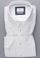 Camicia Eterna SLIM FIT TWILL bianco con Spaccato  collar in taglio stretto