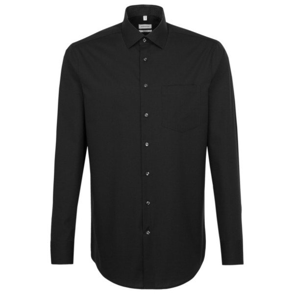 Camicia Seidensticker REGULAR UNI POPELINE nero con Business Kent collar in taglio moderno