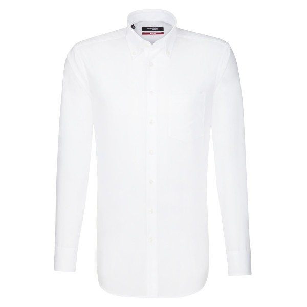 Camicia Seidensticker REGULAR UNI POPELINE bianco con Button Down collar in taglio moderno