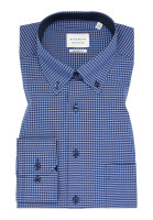 Chemise Eterna MODERN FIT VICHY POPELINE bleu foncé avec col Button Down en coupe moderne