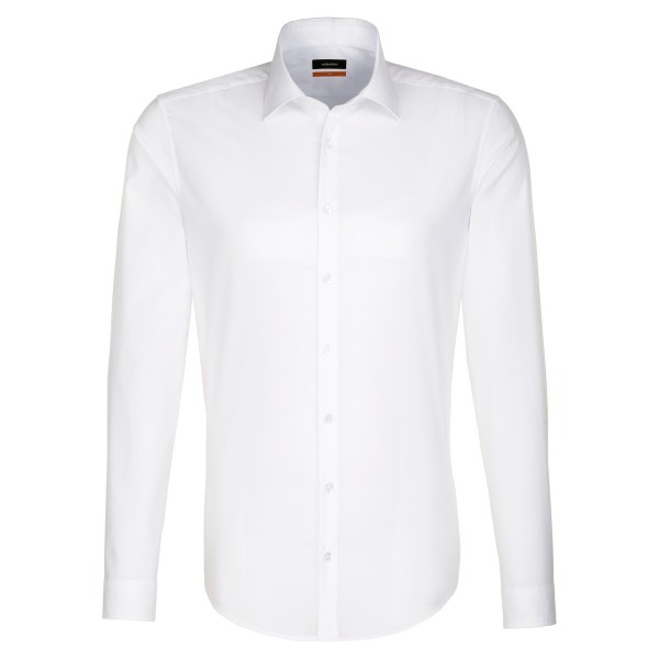 Chemise Seidensticker SLIM FIT UNI POPELINE blanc avec col Business Kent en coupe étroite