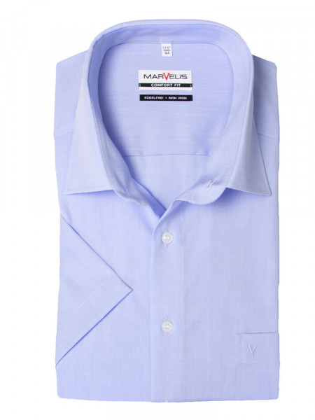 Camicia Marvelis COMFORT FIT CHAMBRAY azzurro con Nuovo Kent collar in taglio classico