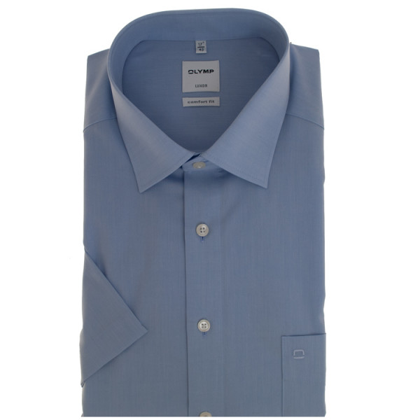 OLYMP Luxor comfort fit Hemd CHAMBRAY hellblau mit New Kent Kragen in klassischer Schnittform