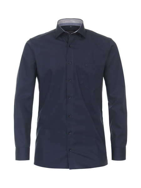 Chemise CasaModa MODERN FIT UNI POPELINE bleu foncé avec col Kent en coupe moderne