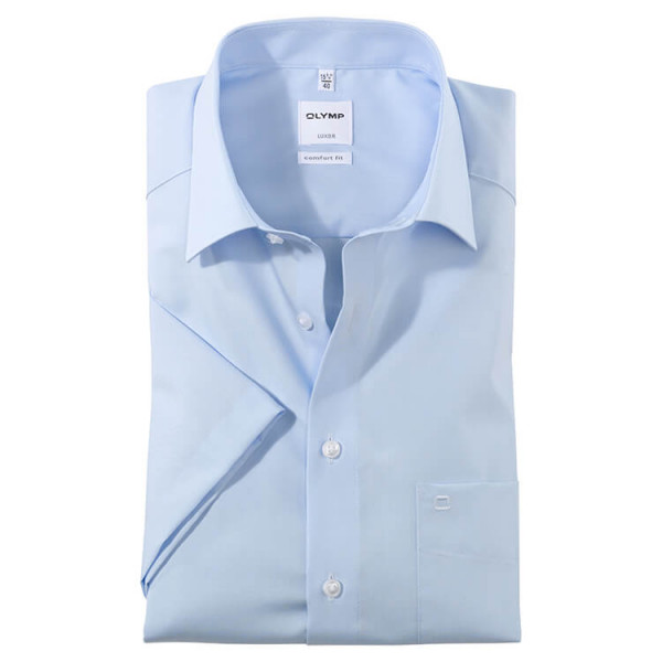 Camicia OLYMP Luxor comfort fit UNI POPELINE azzurro con Nuovo Kent collar in taglio classico