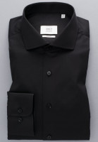 Camicia Eterna SLIM FIT TWILL nero con Spaccato  collar in taglio stretto