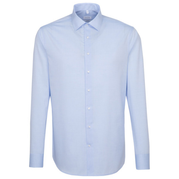 Chemise Seidensticker SHAPED UNI POPELINE bleu clair avec col Business Kent en coupe moderne