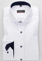 Chemise Eterna MODERN FIT TWILL blanc avec col Italien en coupe moderne