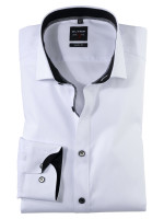 Chemise OLYMP Level Five body fit UNI POPELINE blanc avec col Royal Kent en coupe étroite