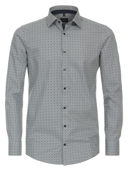 Camicia Venti MODERN FIT PRINT verde con Kent collar in taglio moderno