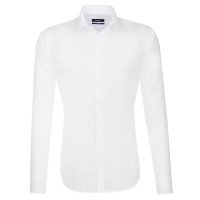 Camicia Seidensticker SHAPED UNI POPELINE bianco con Business Kent collar in taglio moderno