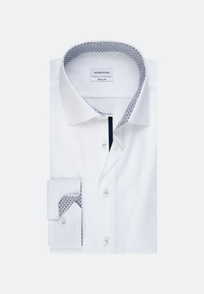 Seidensticker Hemd REGULAR FIT UNI POPELINE weiss mit Business Kent Kragen in klassischer Schnittform