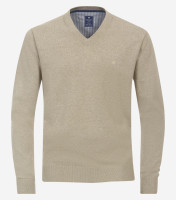 Ponticello Redmond REGULAR FIT MAGLIA beige con Scollo a V collar in taglio classico