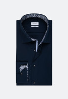 Seidensticker Hemd REGULAR FIT UNI POPELINE dunkelblau mit Business Kent Kragen in klassischer Schnittform