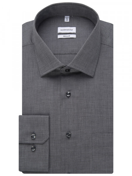 SEIDENSTICKER Regular Fit Hemd Anthrazit Business Kent Fil à Fil - Ansicht 4